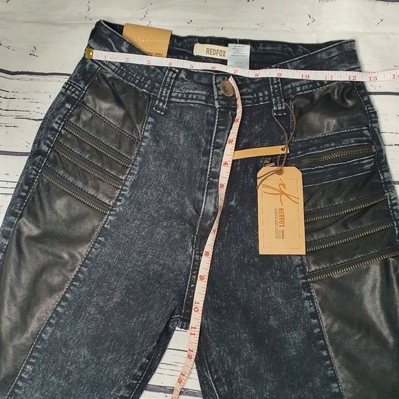 RedFox Premium Jeans High Waist Skinny Black Acid Wash Jeans Size 5 - Picture 7 of 8